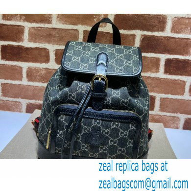 Gucci Backpack bag with Interlocking G 674147 Denim Black 2023