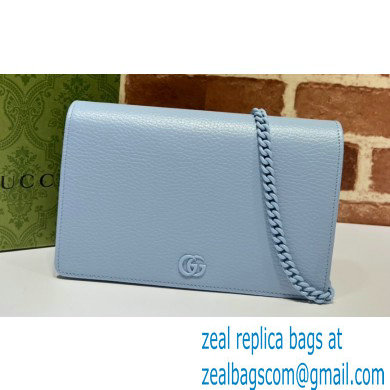 Gucci GG Marmont Chain Wallet 497985 Resin Hardware Blue 2023