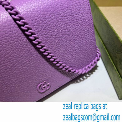 Gucci GG Marmont Chain Wallet 497985 Resin Hardware Purple 2023