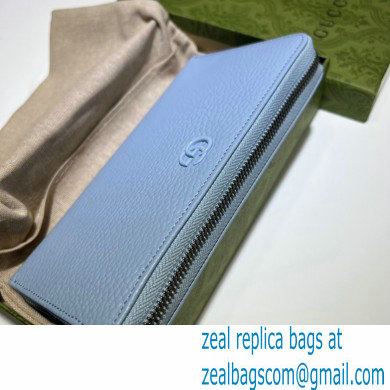 Gucci GG Marmont zip around Wallet 456117 Resin Hardware Blue 2023