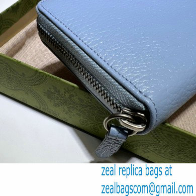 Gucci GG Marmont zip around Wallet 456117 Resin Hardware Blue 2023