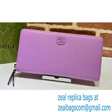 Gucci GG Marmont zip around Wallet 456117 Resin Hardware Purple 2023