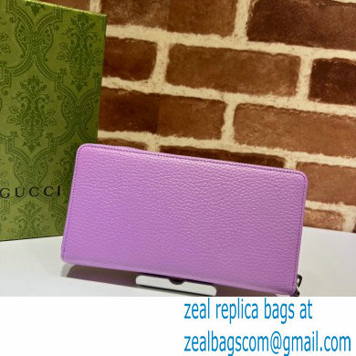 Gucci GG Marmont zip around Wallet 456117 Resin Hardware Purple 2023