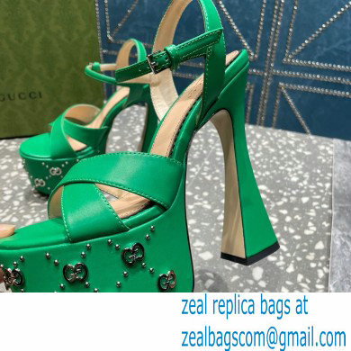 Gucci Heel 15.5cm Platform 6cm Interlocking G studs Sandals 719843 Green 2023