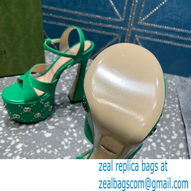Gucci Heel 15.5cm Platform 6cm Interlocking G studs Sandals 719843 Green 2023