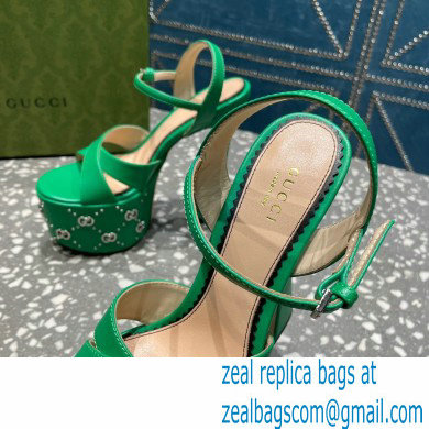 Gucci Heel 15.5cm Platform 6cm Interlocking G studs Sandals 719843 Green 2023