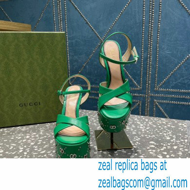 Gucci Heel 15.5cm Platform 6cm Interlocking G studs Sandals 719843 Green 2023