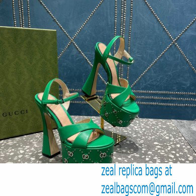 Gucci Heel 15.5cm Platform 6cm Interlocking G studs Sandals 719843 Green 2023