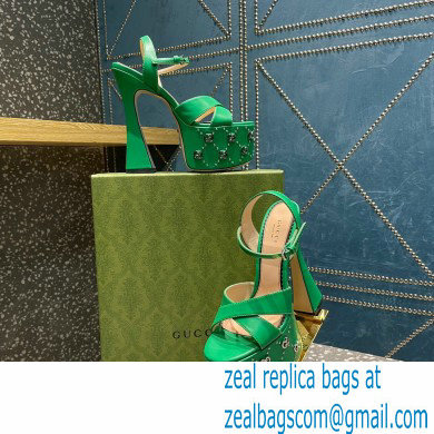 Gucci Heel 15.5cm Platform 6cm Interlocking G studs Sandals 719843 Green 2023