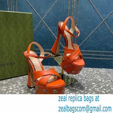 Gucci Heel 15.5cm Platform 6cm Interlocking G studs Sandals 719843 Orange 2023