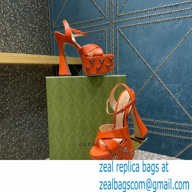 Gucci Heel 15.5cm Platform 6cm Interlocking G studs Sandals 719843 Orange 2023