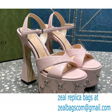 Gucci Heel 15.5cm Platform 6cm Interlocking G studs Sandals 719843 Pink 2023