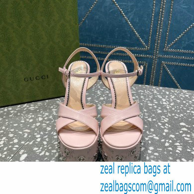 Gucci Heel 15.5cm Platform 6cm Interlocking G studs Sandals 719843 Pink 2023