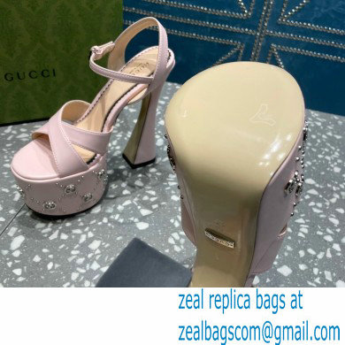 Gucci Heel 15.5cm Platform 6cm Interlocking G studs Sandals 719843 Pink 2023