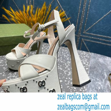 Gucci Heel 15.5cm Platform 6cm Interlocking G studs Sandals 719843 White 2023