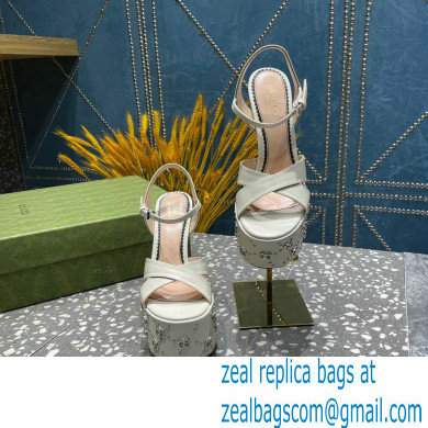 Gucci Heel 15.5cm Platform 6cm Interlocking G studs Sandals 719843 White 2023