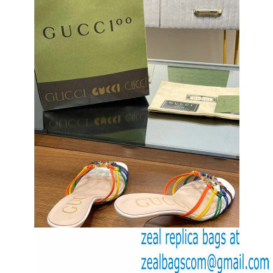 Gucci Heel 4.5cm Slide Sandals Multicolor with crystals Interlocking G 2023