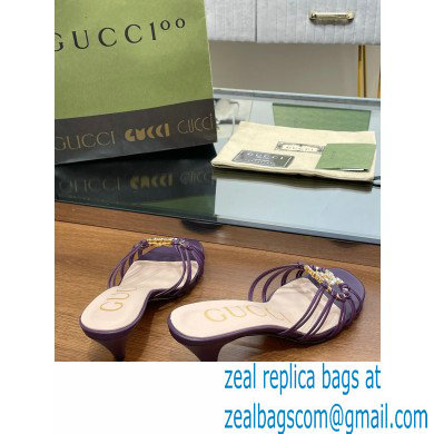 Gucci Heel 4.5cm Slide Sandals Purple with crystals Interlocking G 2023