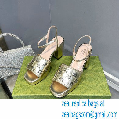 Gucci Heel 8.5cm Platform 2.5cm Interlocking G studs Sandals 719844 Gold 2023