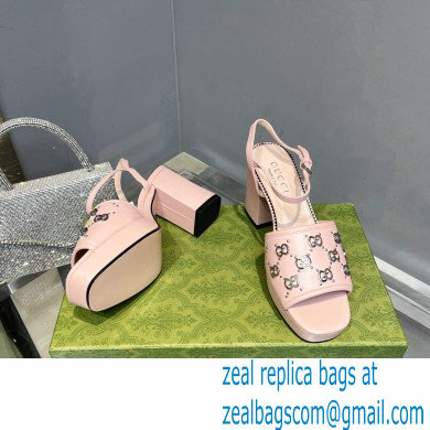 Gucci Heel 8.5cm Platform 2.5cm Interlocking G studs Sandals 719844 Pink 2023