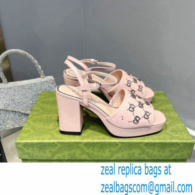 Gucci Heel 8.5cm Platform 2.5cm Interlocking G studs Sandals 719844 Pink 2023