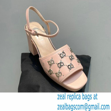 Gucci Heel 8.5cm Platform 2.5cm Interlocking G studs Sandals 719844 Pink 2023