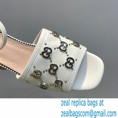 Gucci Heel 8.5cm Platform 2.5cm Interlocking G studs Sandals 719844 White 2023