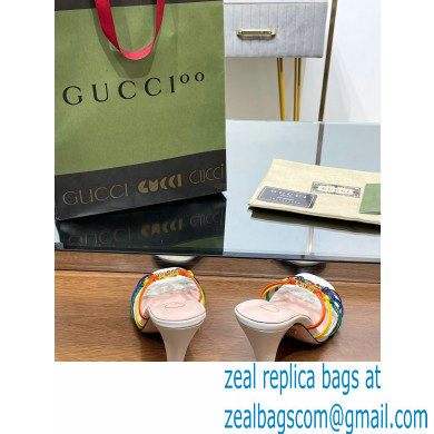 Gucci Heel 9cm Slide Sandals Multicolor with crystals Interlocking G 2023