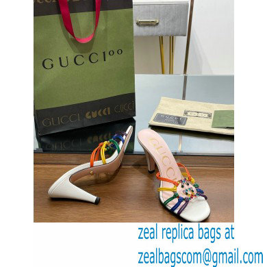 Gucci Heel 9cm Slide Sandals Multicolor with crystals Interlocking G 2023