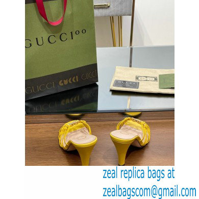 Gucci Heel 9cm Slide Sandals Yellow with crystals Interlocking G 2023 - Click Image to Close