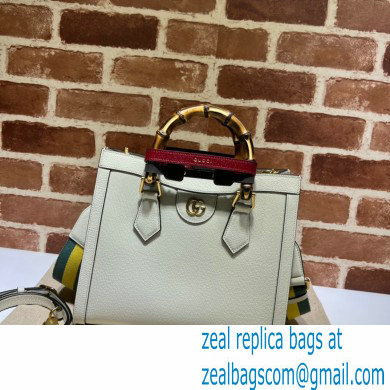 Gucci white leather Diana small tote bag 702721 2022