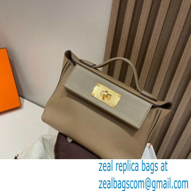 HERMES 24/24 MINI KELLY BAG IN TOGO LEATHER beige de weimar