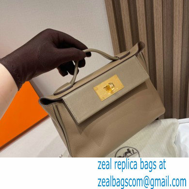 HERMES 24/24 MINI KELLY BAG IN TOGO LEATHER beige de weimar