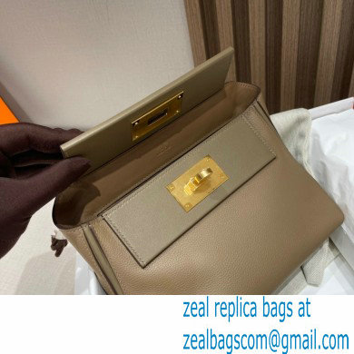 HERMES 24/24 MINI KELLY BAG IN TOGO LEATHER beige de weimar