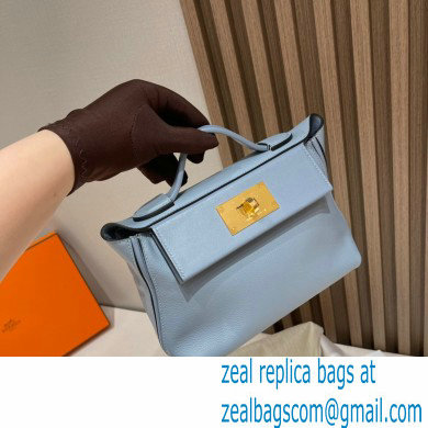 HERMES 24/24 MINI KELLY BAG IN TOGO LEATHER blue - Click Image to Close