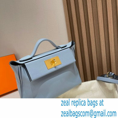 HERMES 24/24 MINI KELLY BAG IN TOGO LEATHER blue