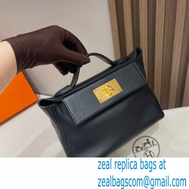 HERMES 24/24 MINI KELLY BAG IN TOGO LEATHER noir