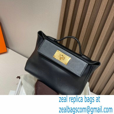 HERMES 24/24 MINI KELLY BAG IN TOGO LEATHER noir - Click Image to Close