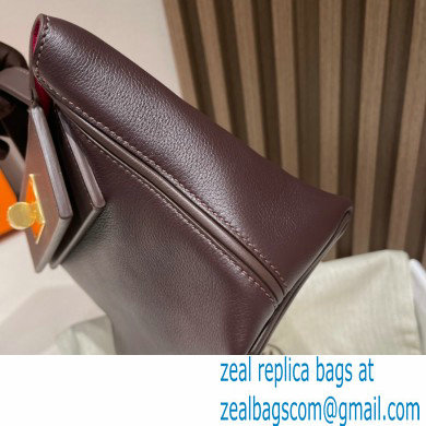 HERMES 24/24 MINI KELLY BAG IN TOGO LEATHER rouge sellier/framboise