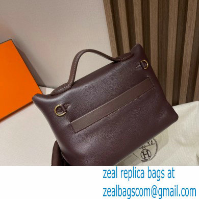 HERMES 24/24 MINI KELLY BAG IN TOGO LEATHER rouge sellier/framboise