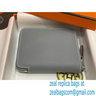 HERMES SILK'IN COMPACT WALLET IN ORIGINAL EPSOM LEATHER BLUE LINEN 2023 - Click Image to Close