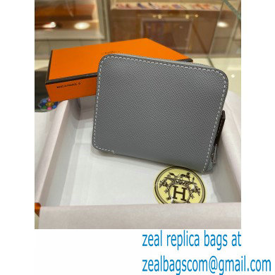 HERMES SILK'IN COMPACT WALLET IN ORIGINAL EPSOM LEATHER BLUE LINEN 2023 - Click Image to Close
