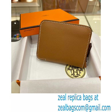 HERMES SILK'IN COMPACT WALLET IN ORIGINAL EPSOM LEATHER BROWN 2023 - Click Image to Close