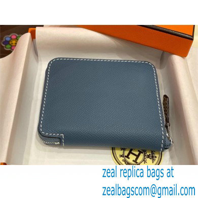 HERMES SILK'IN COMPACT WALLET IN ORIGINAL EPSOM LEATHER DENIM BLUE 2023 - Click Image to Close