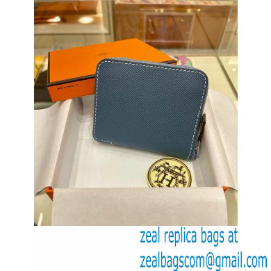 HERMES SILK'IN COMPACT WALLET IN ORIGINAL EPSOM LEATHER DENIM BLUE 2023