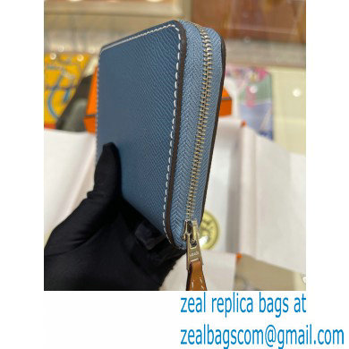 HERMES SILK'IN COMPACT WALLET IN ORIGINAL EPSOM LEATHER DENIM BLUE 2023