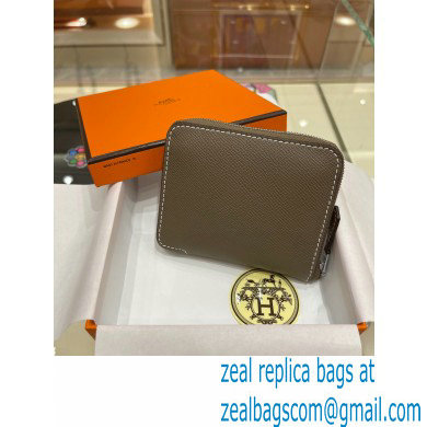 HERMES SILK'IN COMPACT WALLET IN ORIGINAL EPSOM LEATHER ELEPHANT GRAY 2023