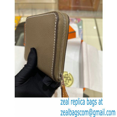 HERMES SILK'IN COMPACT WALLET IN ORIGINAL EPSOM LEATHER ELEPHANT GRAY 2023 - Click Image to Close