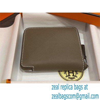 HERMES SILK'IN COMPACT WALLET IN ORIGINAL EPSOM LEATHER ELEPHANT GRAY 2023 - Click Image to Close