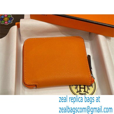 HERMES SILK'IN COMPACT WALLET IN ORIGINAL EPSOM LEATHER ORANGE 2023 - Click Image to Close